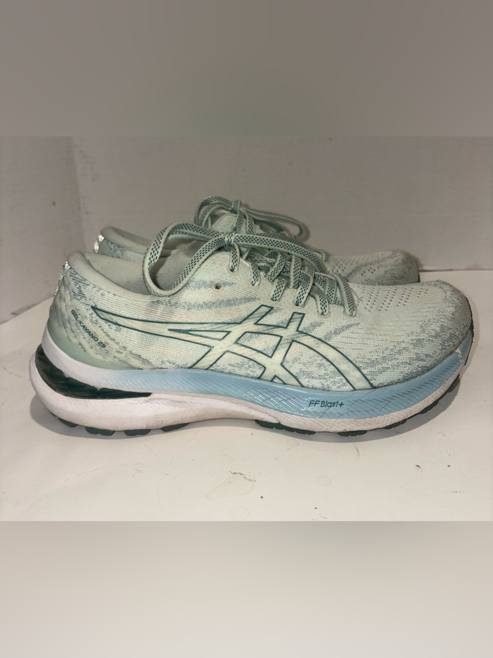 Asics Women's Mint Green and Light Blue Running Sneakers